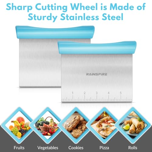 Multi-Purpose Stainless Steel Bench Scraper Dough Blender & Pastry Cutter - color: Blue