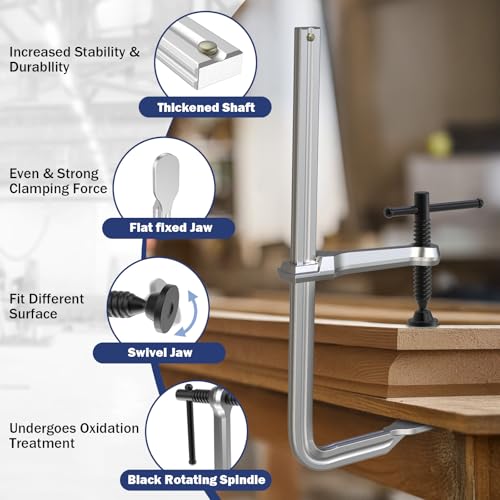 12 Inch Heavy-duty Bar Clamps (1200 lbs), 4-Pack, 4-3/4" Throat, Thickened F Clamps for Welding, Metalworking and Woodworking - style: 1200 Lbs