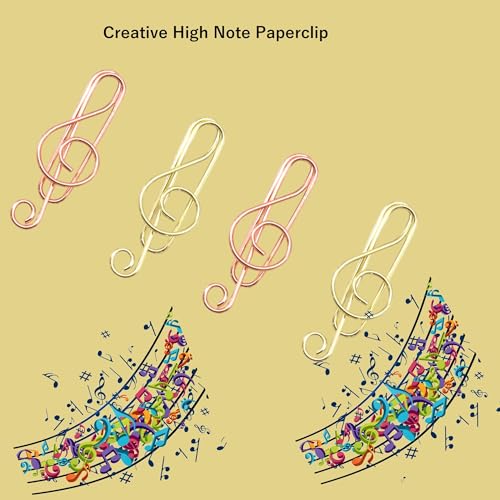 40 Pcs Note-Shaped Paper Clips - Fun Metal Paperclips Perfect for Office, School, Home File Organization, Wedding, Party Decorations, and DIY Crafts (Gold, Rose Gold) - style: NOTE