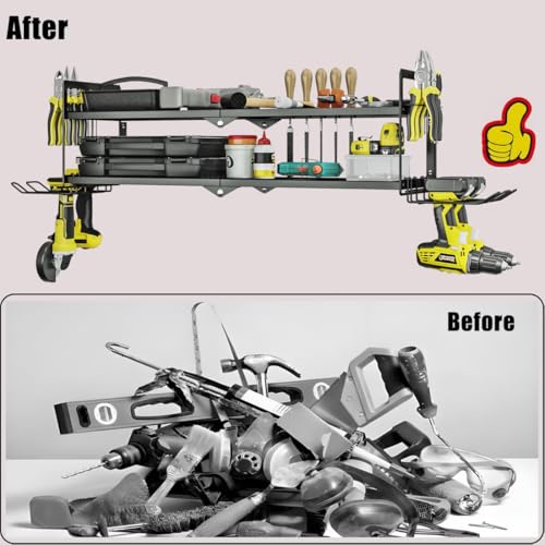 AZERPIAN Power Tool Organizer Heavy Duty Wall Mount Drill Tools Holder - size: 4 Slots 2Layers