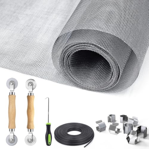 King&Charles Window Screen Replacement, 6in1 Window Screen Door Repair Kit - color: Gray, size: 59"×106"