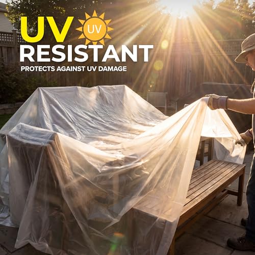 Plastic Sheeting (10' x 25') Long, 6 Mil - UV Protection Poly Sheeting Polyethylene Film, Heavy Duty Greenhouse Plastic Sheeting - color: Clear