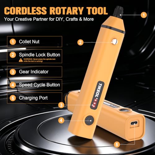 Mini Cordless Rotary Tool, Multi-Purpose Power Rotary Tool Kit (yellow) - color: Yellow