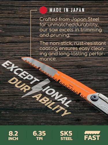 LAGOM Folding Pruning Saw | 8.2" Straight Blade | SK5 Steel | Secure Lock - style: Straight 8.2" Single