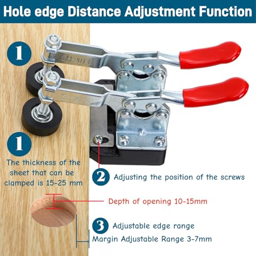 35 mm Concealed Hinge Jig with Quick Clamp, Adjustable Edge Distance