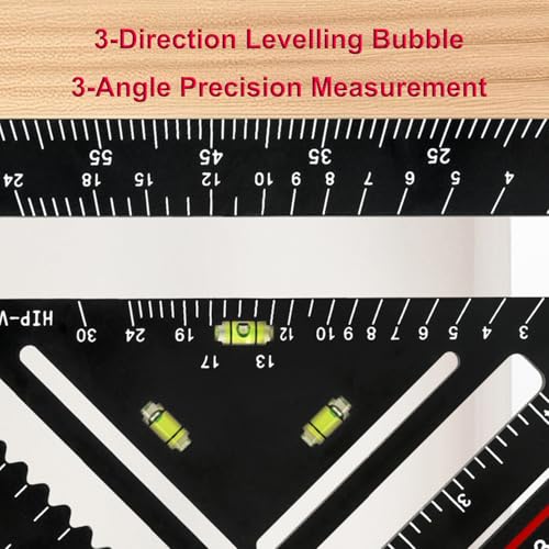 Foldable Carpenter Square 7 inch Angle T-Ruler Multi-Purpose Carpenter Tools, Rafter Square, Protractor, Ruler, Marking Gauge, Drill Gauge, Include Woodworking Pencil (Black-no jig) - color: Black-no jig