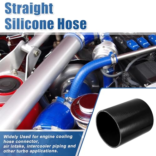 uxcell 5" ID 6" Length 4-Ply Reinforced High Temp Straight Coupler Silicone Reducer Hose Black for Car Intercooler Intake Piping - size: 5" ID