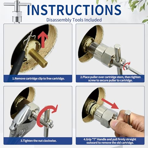 1222/1222B Cartridge Pressure Balancing with 104421 Removal Tool Replacement, Compatible with Moen Posi Temp Single Handle Tub/Shower Faucets Plumbing Repair Kit,Brass - style: 2