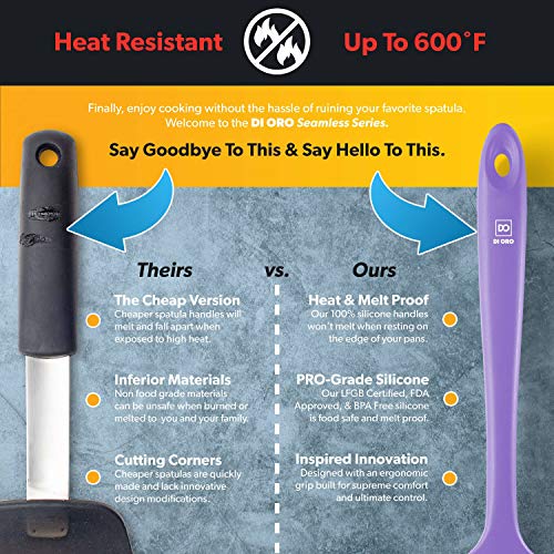 DI ORO Silicone Spoonula - Spoon Spatula, 600F Heat Resistant, Lavender - color: Lavender