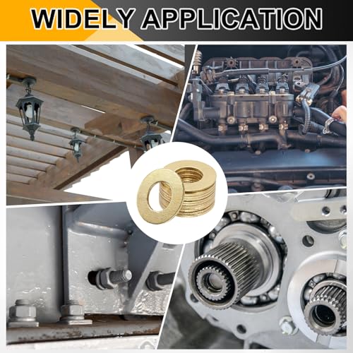 PATIKIL M20x32x2mm Flat Washers, 4PCS Brass Automotive Drain Plug Gaskets Flat Ring Oil Crush Washer Spacers for Faucets Garden Bolts Screws Hose, Golden - size: M20x32x2mm