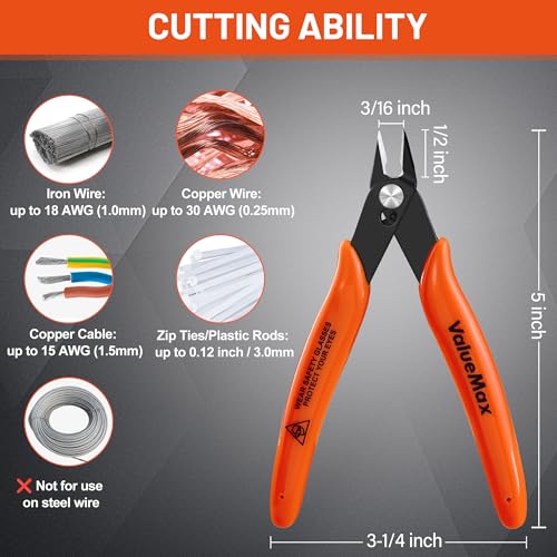 ValueMax 6-Pack 5-Inch Flush Cutters, Spring-Loaded Precision Side Cutters