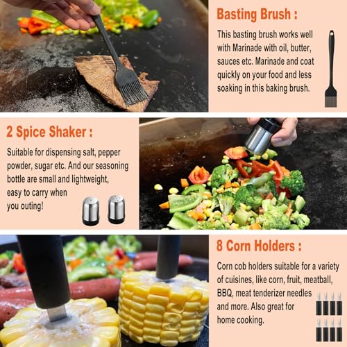 N NOBLE FAMILY 38PCS Griddle Accessories Kit, Professional Grill Tools Set - style: Round Griddle Press