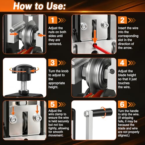 Manual Wire Stripper Machine, 0.06-1" Cable Stripper Tool with 2 Replacement Blades, Drill Powered & Hand Crank Dual-Drive Wire Stripping for Scrap Copper Recycling