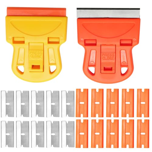 2 Sets Razor Blade Scrapers with Plastic Scraper Tool