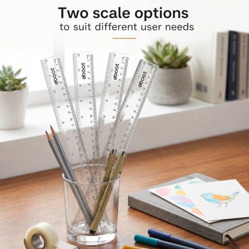 EBOOT 2 Pcs Plastic Ruler Straight Ruler Plastic Measuring Tool for Student - color: White, size: 12 Inch