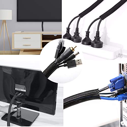 Cable Management Sleeve, Split Design, 10FT - 1 Inch, Black - color: Black, size: 1"-10ft
