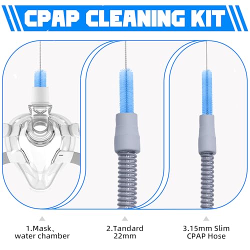 CPAP Hose Brush Durable cpap Tube and Mask Cleaning Brush, 7-Foot CPAP Hose Cleaner for 19mm(Standard 22mm), 15mm Diameter Tubes, 7-Inch Handy CPAP Brush for Mask, Water Chamber (Light Blue)