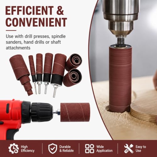 20 Piece Drill Press Sanding Drum Kit, 80/120 Grit Sanding Band Sleeves Rubber Sanding Drum for Woodworking