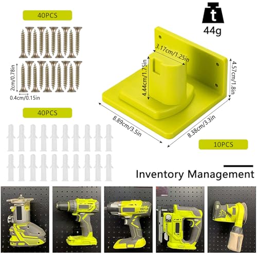 10 Pack Tool Holder Compatible with Ryobi 18V Wall Mount Plastic - size: 10 Pack
