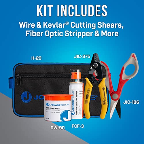 Jonard Tools TK-283 Fiber Cleaning Kit with Kevlar Cutting Shears, 3 Hole Fiber Stripper, Cleaning Fluid, Dry Wipes, and Carrying Case - style: Fiber Cleaning Kit