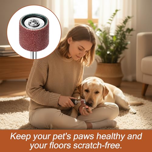 50 Pack Pet Nail Grinder Replacement Kit, Dog Nail Smoother with Grit Sanding Bands Sanding Drum Set, Pet Dog Claw Care Grooming Supplies (80#/120#)