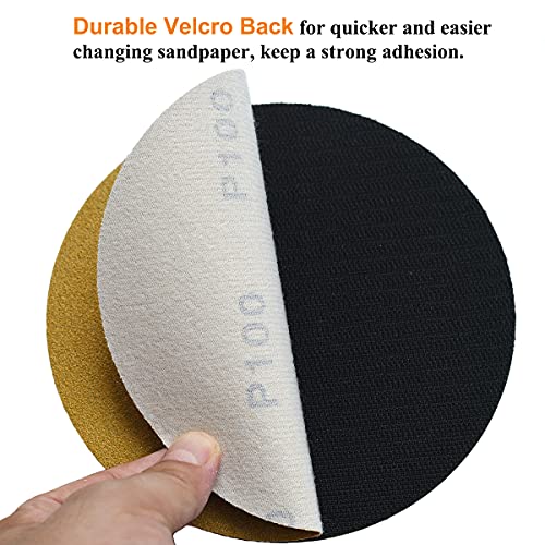 6-Inch No-Hole Hook and Loop Gold Sanding Discs 100-Grit, 100-Pack - size: 100 Grit