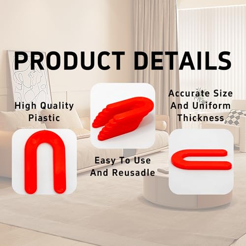 50PCS Horseshoe Tile Spacers, 1/8 Inch U-Shape Plastic Structural Shims for Tile Leveling System, Red Tile Leveling Clips for Ceramic Floor and Wall Installation - size: 1/8 Inch