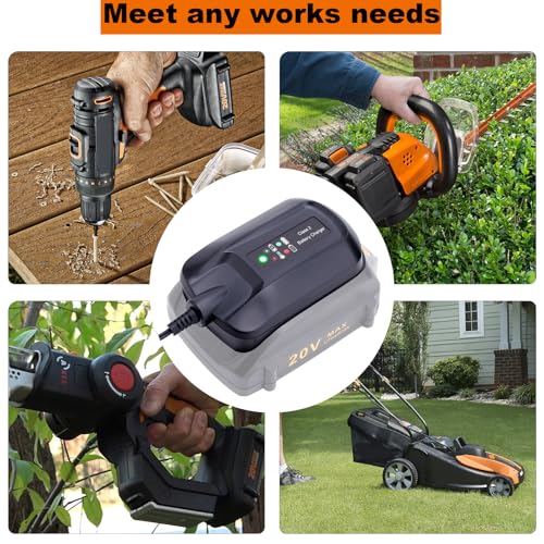 Replacement for Worx Battery 20V Charger WA3742, 20-Volt Battery Charger Compatible with Worx 20V Battery WA3525 WA3520 WA3578 Charger