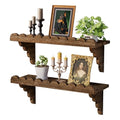 QsQueen Scalloped Wood Wall Shelf – 17 Inch Floating Shelf with Wood Brackets, Easy to Install Rustic Wall Shelf for Living Room, Bedroom, Bathroom, or Any Space - color: Brown