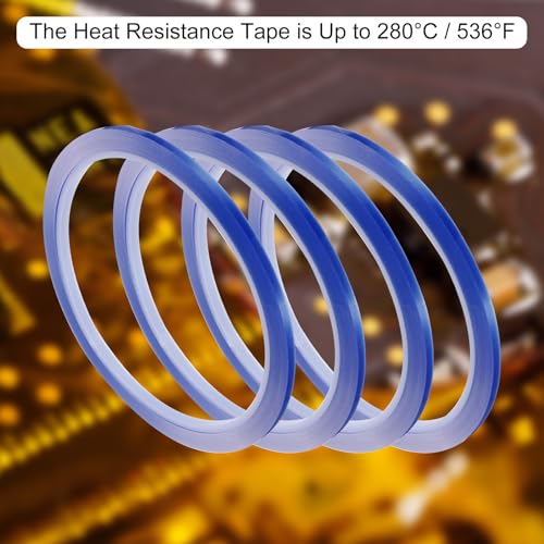 uxcell Blue Heat Tape, 1 Roll 3mmx33m 108ft High Temperature Heat Resistant Tape for Sublimation,Heat Vinyl Press,Heat Transfer, Circuit Board, No Residue - color: Blue, size: 3mmx33m