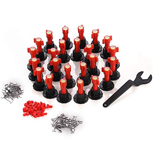 Upgraded Tile Leveling System Kit Reusable Tile Leveler Spacers with Replaceable Steel Needle Flat Ceramic Tile Adjusters Floor Wall Construction Tools - color: Upgraded Tile Levele