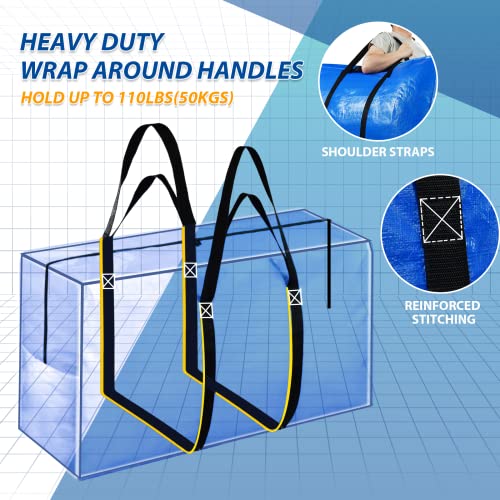 Extra Large Storage Bags, 155 Gallon XXL Jumbo Large Moving Bags Heavy Duty - color: Blue - 1 PACK, size: 60" X 30" X 20"