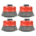 AAIN 4 Pack Wire Cup Brush for Grinders, 3 Inch Crimped Wire Wheel Brush - size: 4 pack, style: 3 Inch Crimped Wire Brush