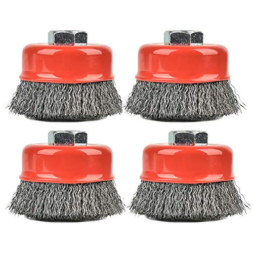 AAIN 4 Pack Wire Cup Brush for Grinders, 3 Inch Crimped Wire Wheel Brush - size: 4 pack, style: 3 Inch Crimped Wire Brush