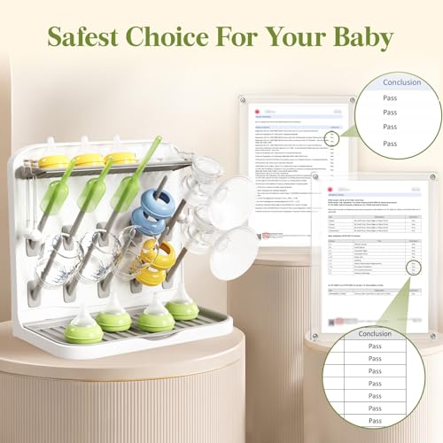 Lifewit 10-Hooks Baby Bottle Drying Rack for Countertop, BPA Free - size: Medium-10 Hooks