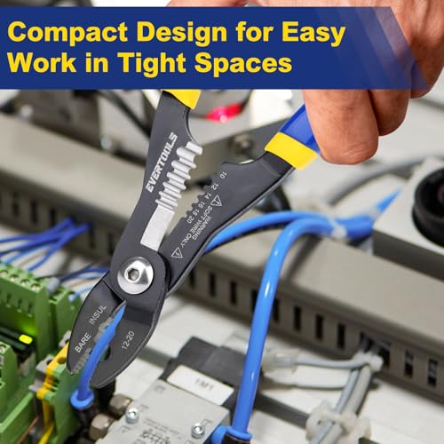4-in-1 Wire Stripper and Crimping Pliers for Clamping, Cutting and Stripping, Compact Multifunction Tool for 10–20 AWG Wires