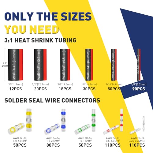 haisstronica 620PCS Solder Seal Connectors Kit with 3:1 Heat Shrink Tubing - size: 620 PCS