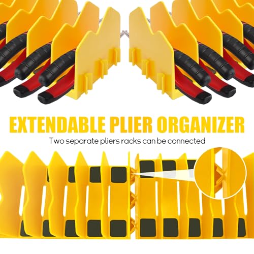 Pliers Organizer, 4-Pack 40-Slot Expandable Tool Rack, Yellow - color: Yellow, size: 4Pack