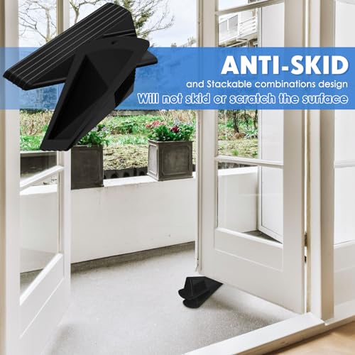 Frienda 2 Pcs Heavy Duty Rubber Door Stops Wedge Stackable,Black - color: Black