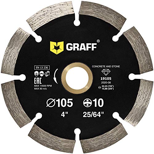 4 Inch Diamond Blade for Angle Grinder — Diamond Cutting Wheel for Cutting Stone, Marble, Granite, Brick, Masonry, Paving Flag, Concrete — Diamond Saw Blades Segment Height 0.394” (10 mm) — GRAFF - size: Ø 4 Inch Segment, style: Diamond Segment Blades