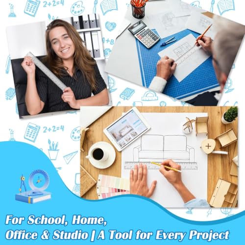 36 Pack 12" Clear White Plastic Rulers, Back to School Measuring Supplies - color: White