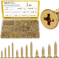 1510Pcs Wood Screws Assortment Kit, M2 M2.5 M3 Tiny Phillips Flat Head Self Tapping Screws Set, Cross Countersunk Sheet Metal Screws Assortment for Wood - size: 1510pcs M2M2.5M3 Gold