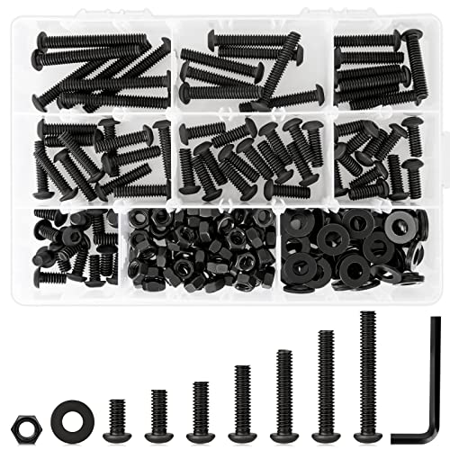 1/4 20 Bolt and Nuts Button Head Hex Socket Cap Screws, 219Pcs - size: C. 1/4-20
