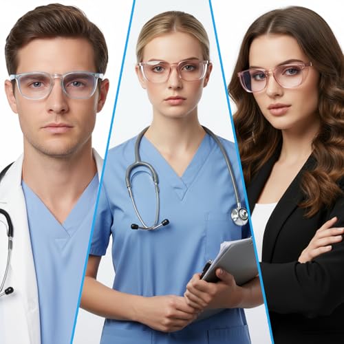 Ptwola Clear Safety Glasses Nurses Goggles Protective Eyewear Lab Goggles Side Protect and Clean Cloth Assistant Accessories - color: Blue, Pink, Colorful, Purple