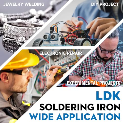 LDK 60W Soldering Iron Kit, 110V Soldering Iron Adjustable Temperature - color: Blue