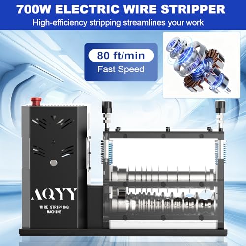 Electric Wire Stripping Machine, 11 Channel Automatic Wire Stripper for 0.08-1.5 in. Copper Wires, 700W Cable Stripper Machine with 10 Blades, Electric Wire Stripper for Workshop Recycling