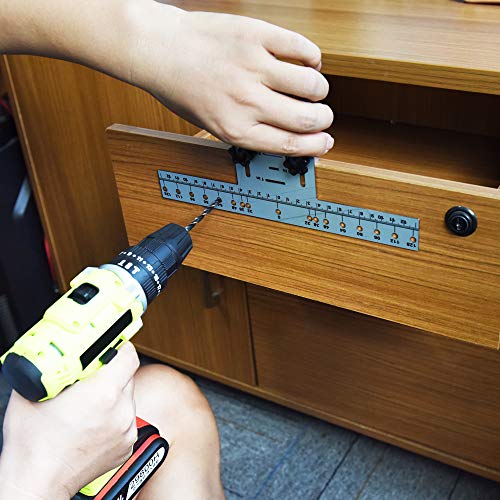 Mousike Cabinet Pull Metal Template， Handle Drill Mounting Template for Cabinet Doors and Drawers(Silver,1Pack)