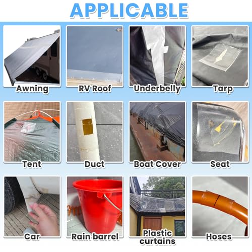 Heavy Duty Repair Tape for Fabric, RV Roof, Underbelly, Tent, Boat, Plastic - color: Clear, size: 6 inch x 10FT