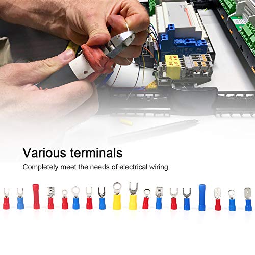 Cold Pressed Terminal, Insulated Quick Connecting Terminal, 520Pcs Electrical Crimp Terminals Assortment Kit