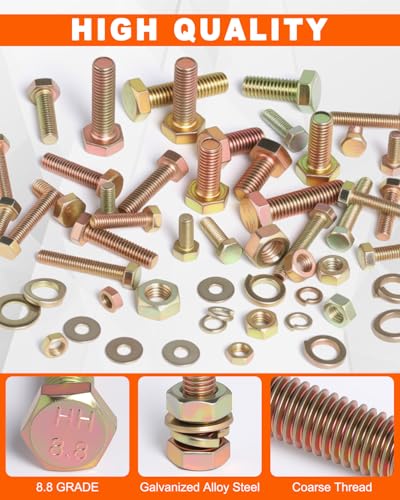 1500PCS 19 Sizes Metric Bolt Assortment Bolts with Assorted Nuts and Washer